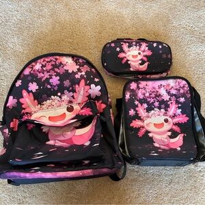 Kids Axolotl Backpack Set